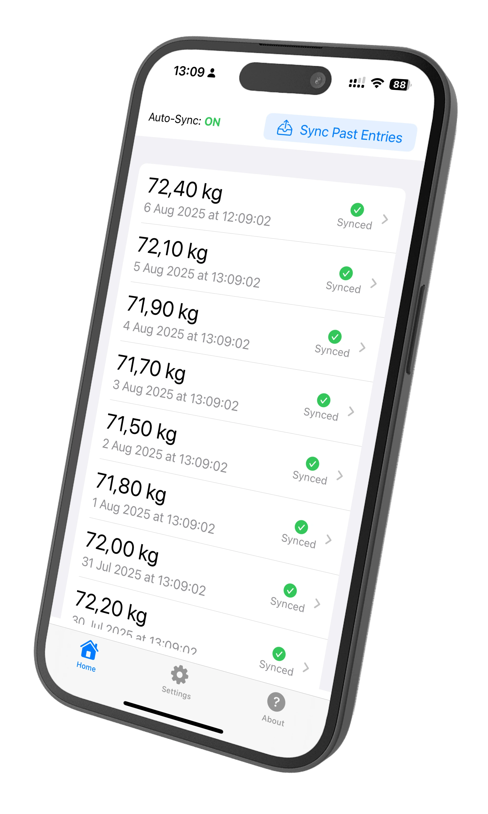WeightSyncr iPhone App Screenshot